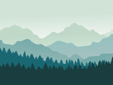 Vector illustration, Forest mountain range landscape, blue mountains, nature landscape silhouette.